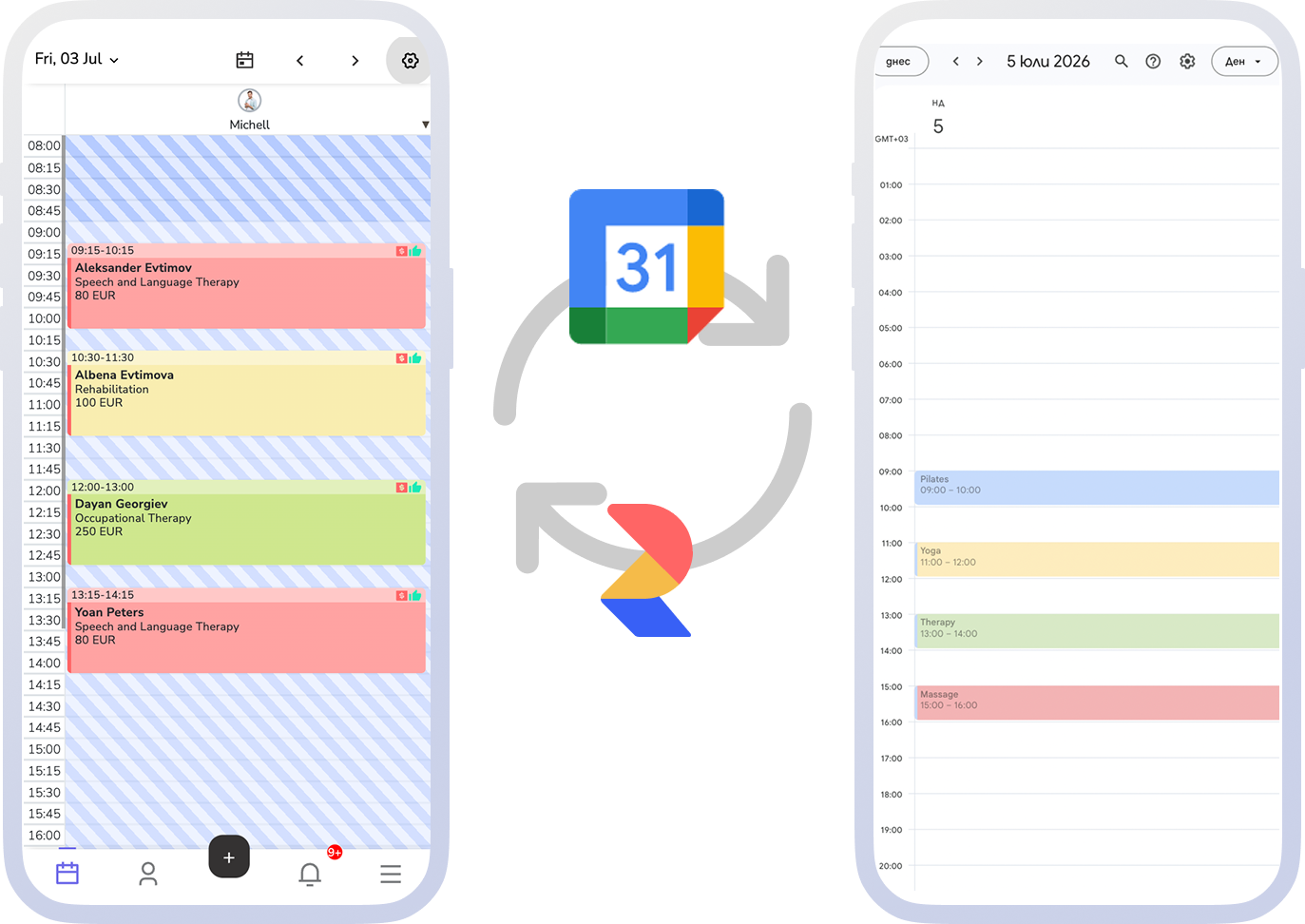 The working schedule and personal calendar connected for visibility without manual copying.