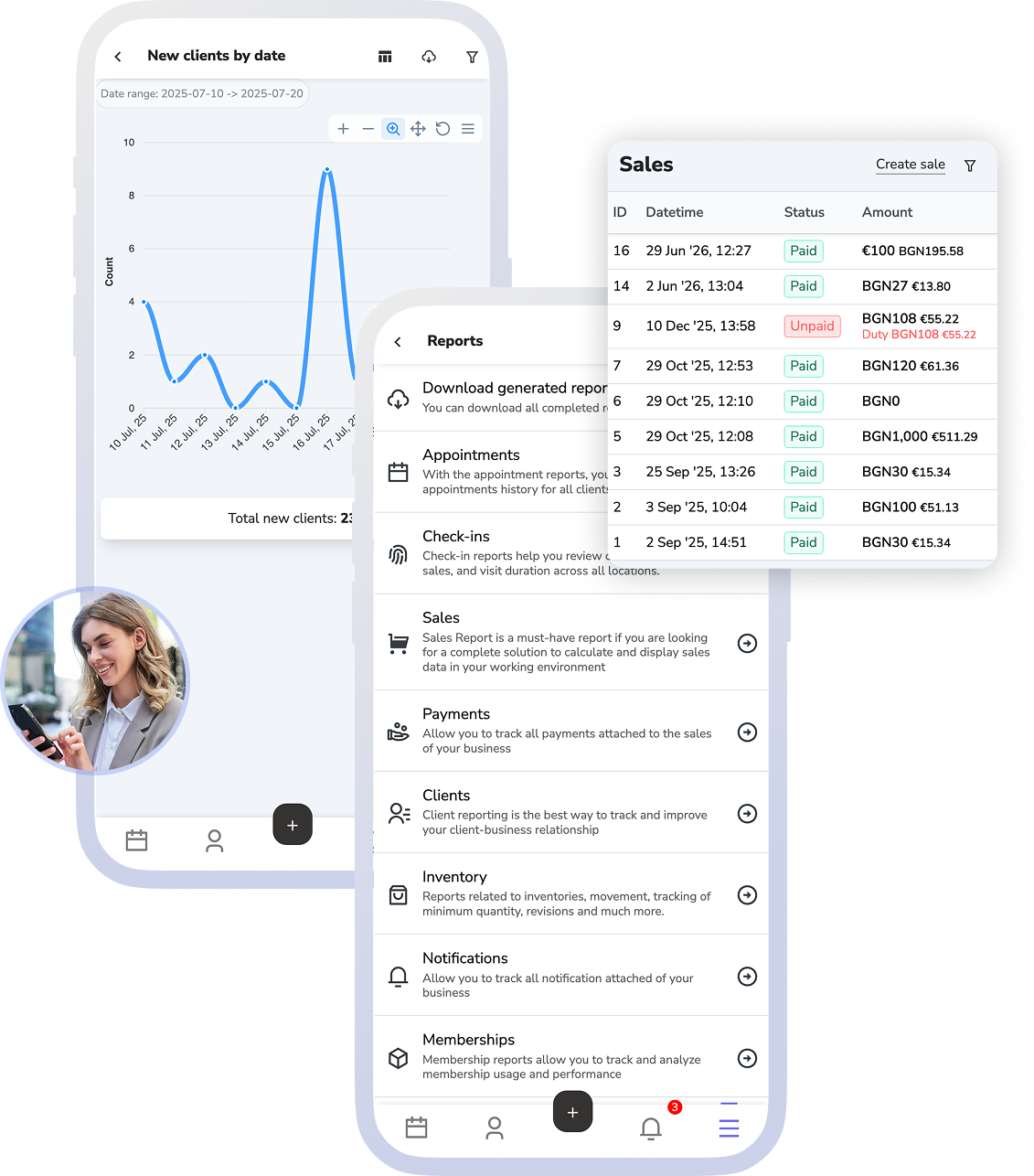 Client reporting view connected to platform analytics.