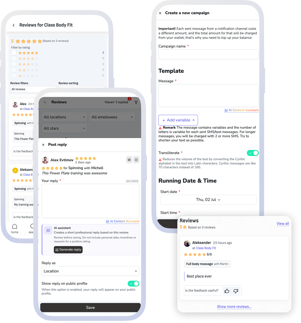 Client messaging and communication as part of repeat-visit workflows.