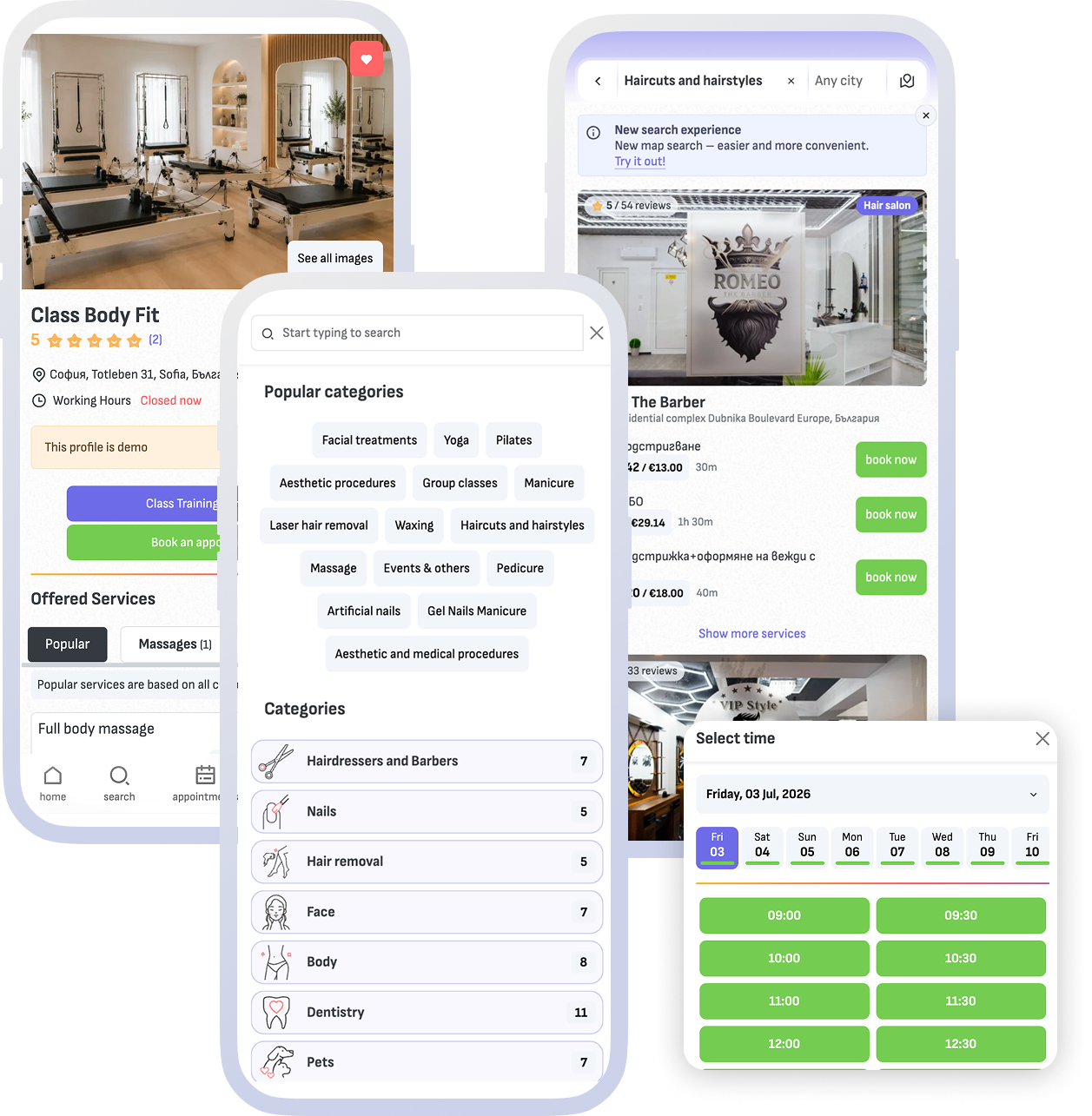 Connected public and internal Reservation.Studio Business views across devices.